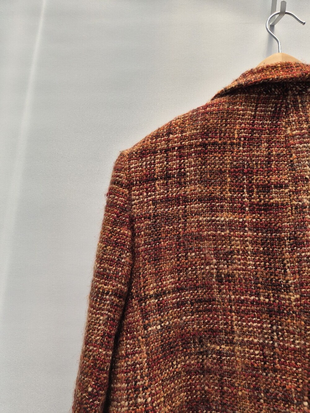Vintage Jones New York Tweed Blazer Size 14 Wool Blend Jacket Burnt Orange Prep - Picture 8 of 16